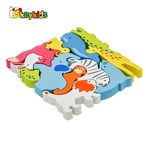 Customize educational wooden animal block puzzle for children W14A253