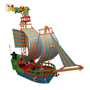 2020 New arrived educational wooden pirate ship toy for kids W03B117