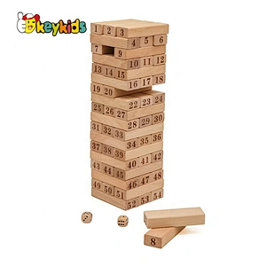 Classic kids educational wooden tumbling tower game with number W13D213
