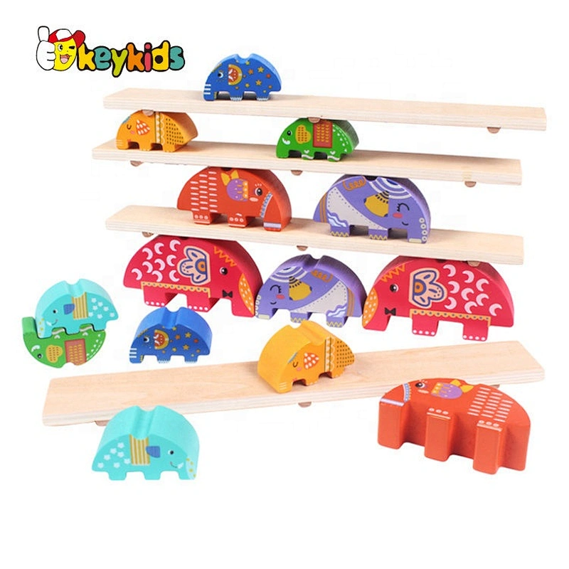 Customize stacking elephant wooden toy for kids W11F090
