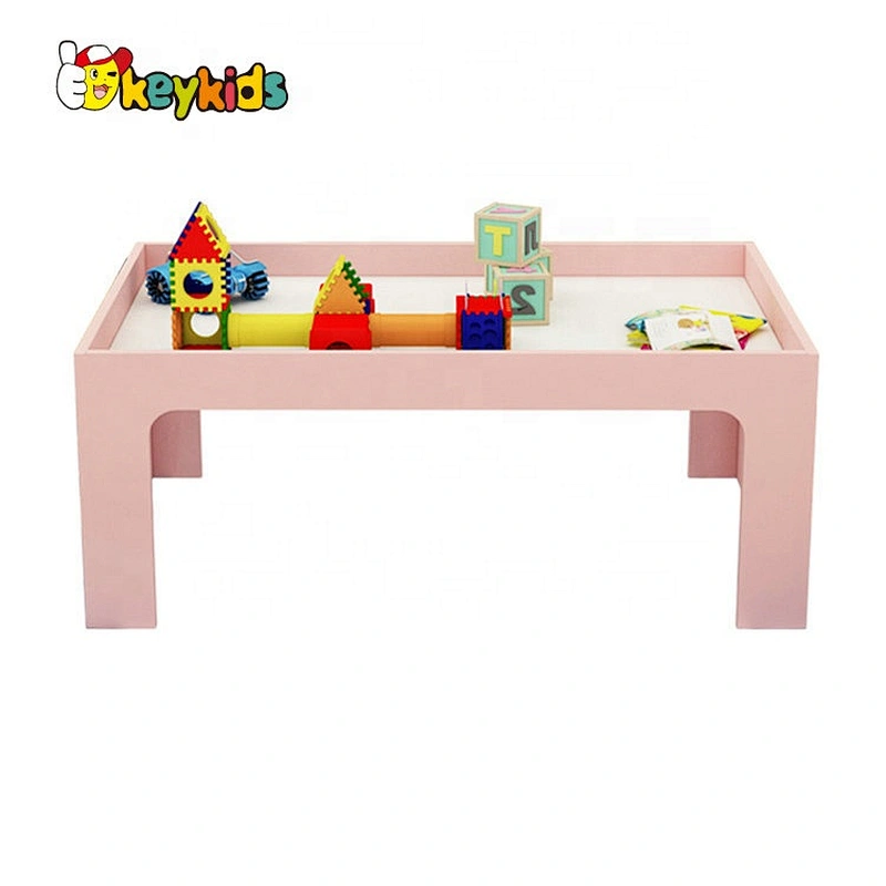 high quality preschool kids wooden 2 in 1 activity table for building blocks W08G289A