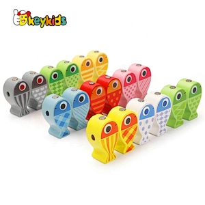 New arrive multifunctional educational wooden fish stacking toy for kids W12D200