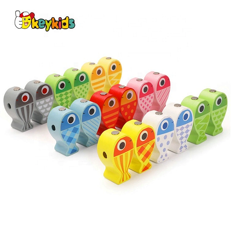 New arrive multifunctional educational wooden fish stacking toy for kids W12D200