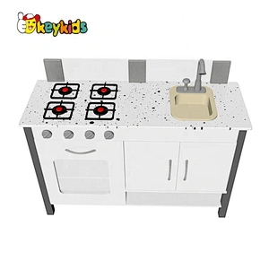 New design interactive Musical Pretend Play kids wooden toy kitchen with real water W10C633