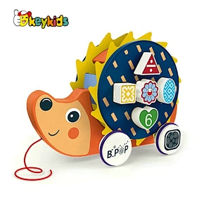 Top sale cartoon wooden fox pull toy for kids W05B207