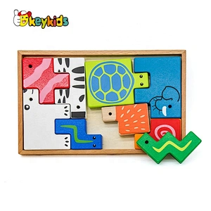 New hottest geometry animals wooden toy blocks for kids education W14A189