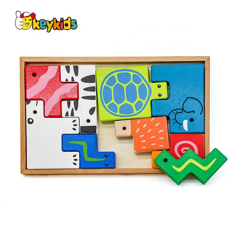 New hottest geometry animals wooden toy blocks for kids education W14A189