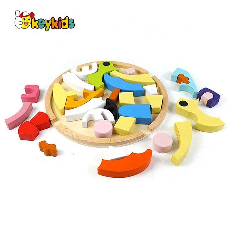 2021 Customize colorful educational wood block puzzle game for toddlers W14A259