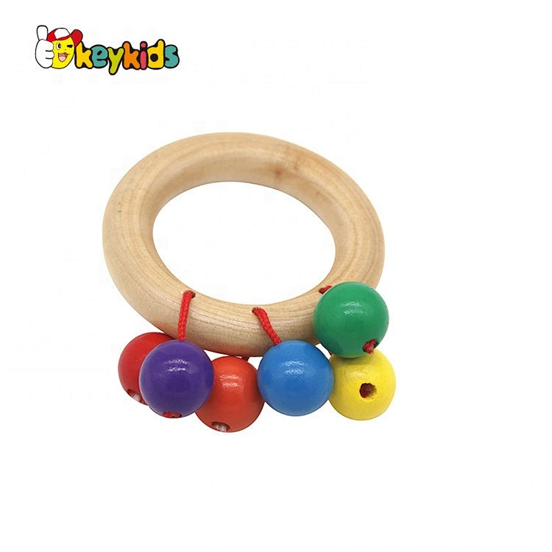 Cusomize sensory toys wood rattle teether toys for Infant Babies W08K306