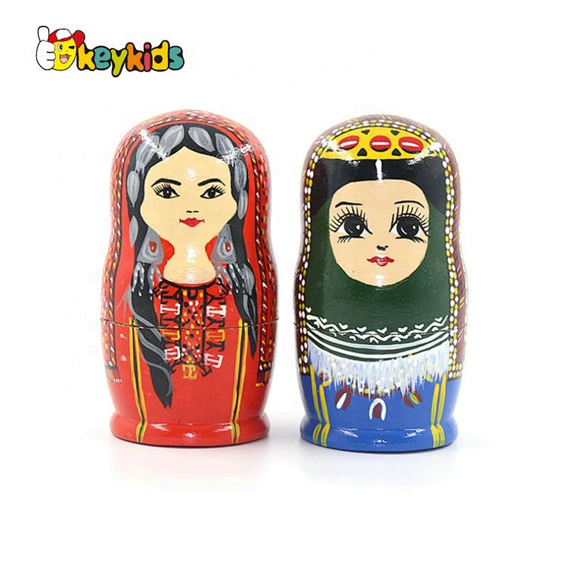 Customize 5 in 1 wooden family nesting dolls for kids W06D145