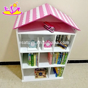 New design doll house shaped wooden children bookcase with high quality W08C246