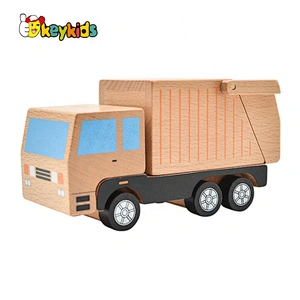 2020 wholesale preschool wooden toy construction trucks for kids W04A463