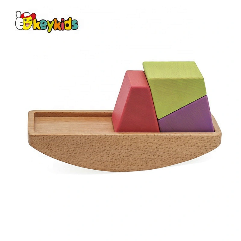 Customize rainbow colored wooden balancing blocks for kids W11F091