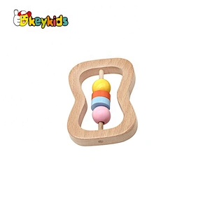 Cusomize newborn Montessori rattles toys wooden baby teether for sale W08K314