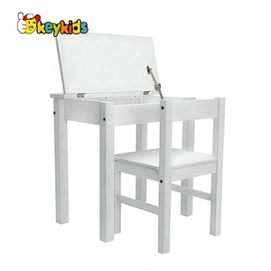 High quality kids white wooden study table with chair W08G275