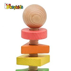 2021 Customize educational wooden rainbow nut toy for kids W03C037