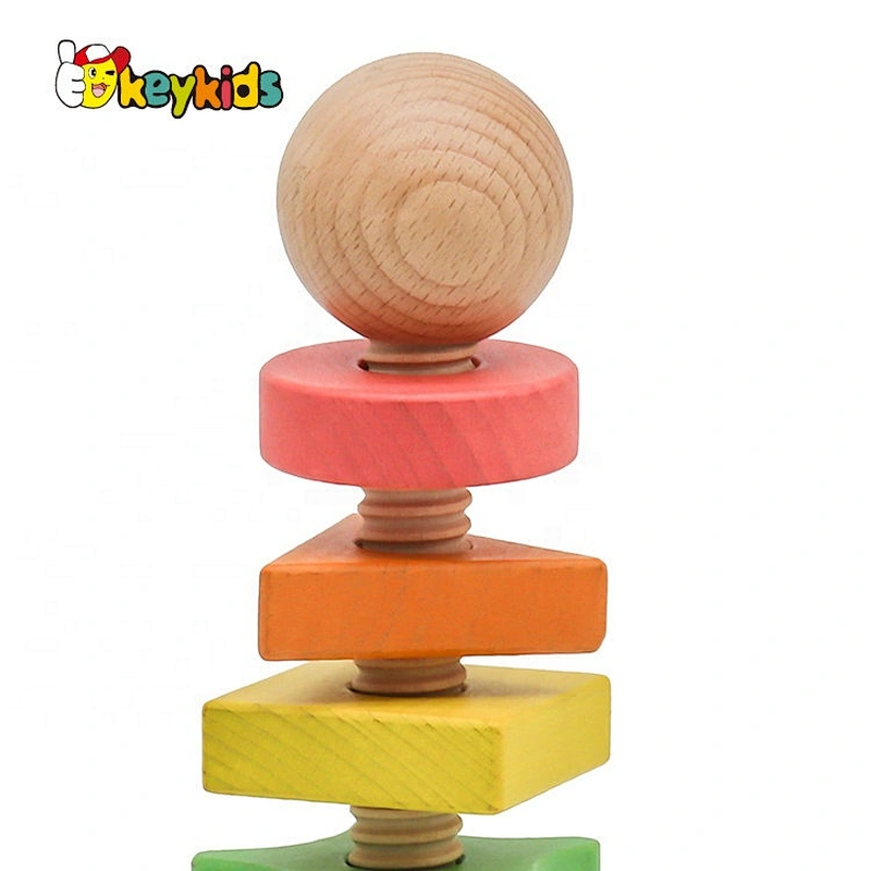 2021 Customize educational wooden rainbow nut toy for kids W03C037