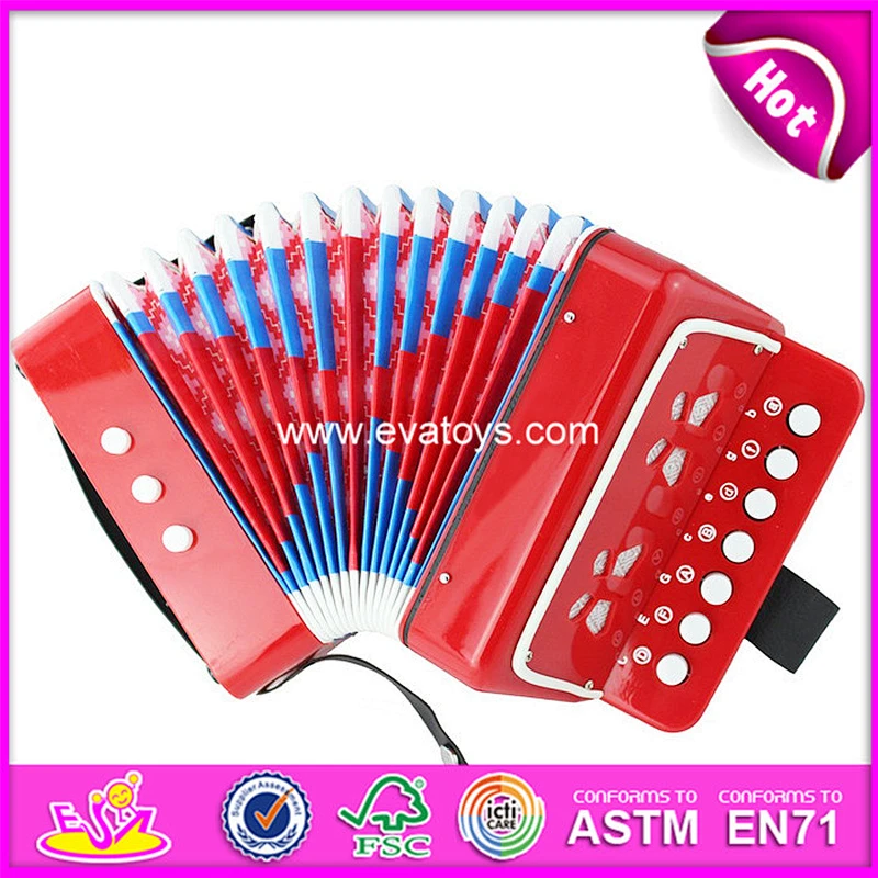 Most popular children gift toy wooden musical piano accordion for sale W07K006B