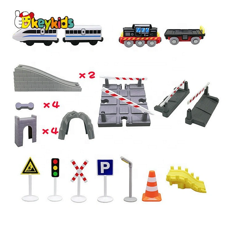 2019 New arrival 46 pieces educational wooden train track set for children W04C185