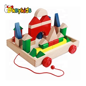 2019 Top sale classic kids wooden pull wagon for wholesale W13C036