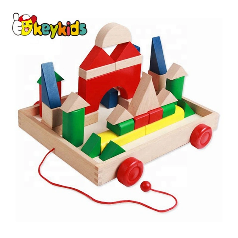2019 Top sale classic kids wooden pull wagon for wholesale W13C036