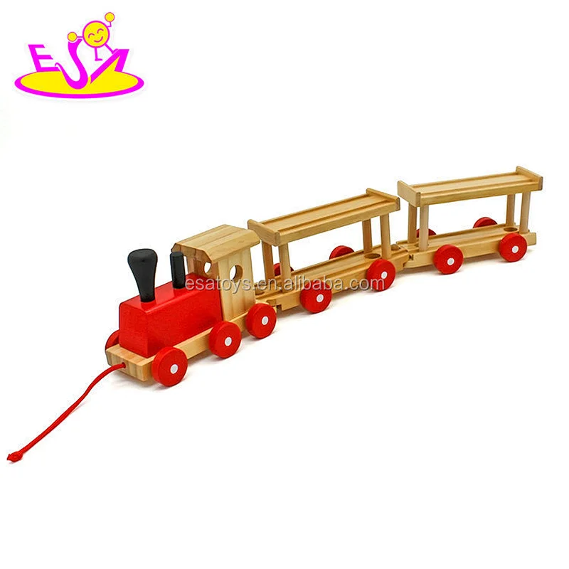 New hottest educational wooden pull along train toy for baby W05C094