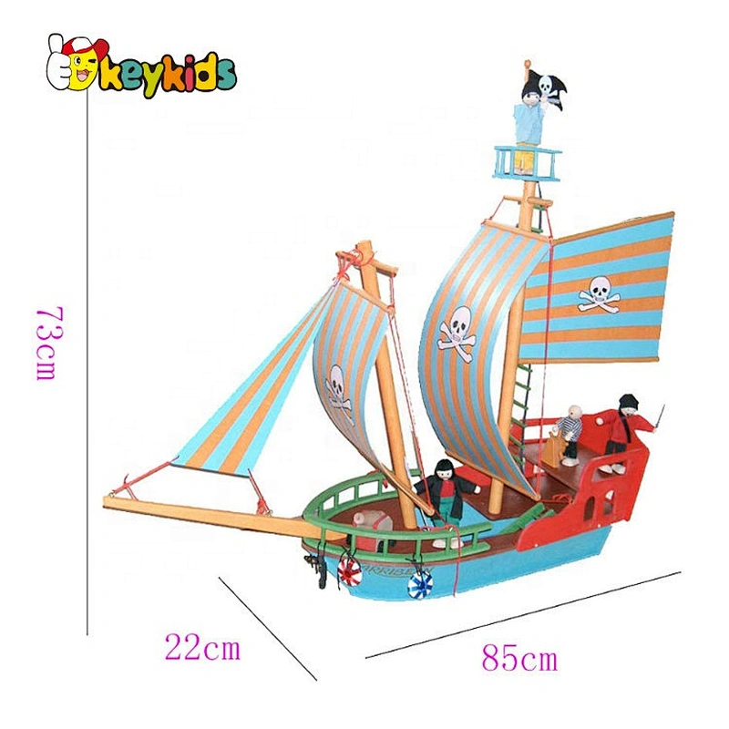 2020 New arrived educational wooden pirate ship toy for kids W03B117