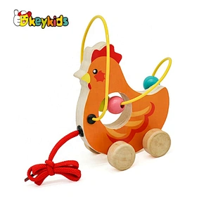 New Hottest Cartoon Chicken Wooden Push Pull Toys For Babies W05B162