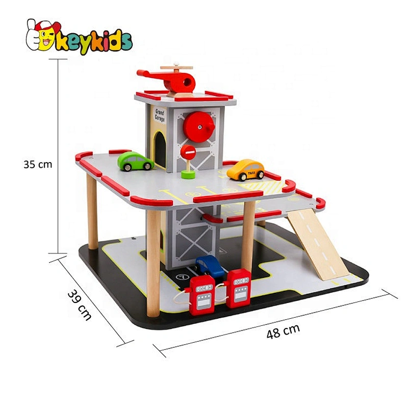 New arrival educational play set wooden parking garage toy for children W04B076