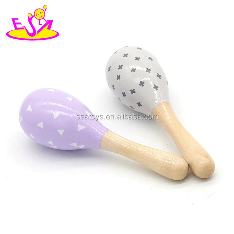 2018 Amazon best sellers educational wooden maraca shaker for kids W07I136