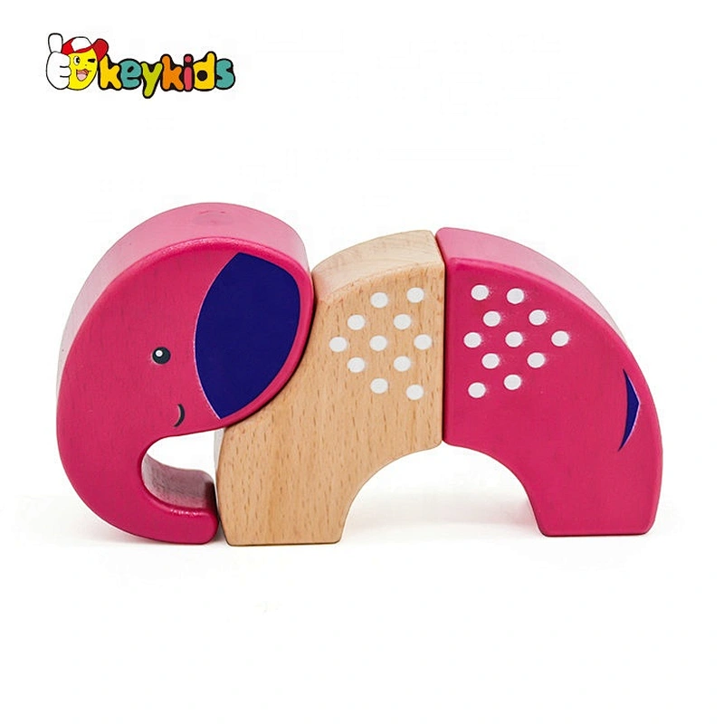 Customize diy wooden magnetic animal block for children W14I039