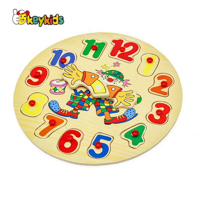 New hottest educational wooden teaching time clock for children W14B005