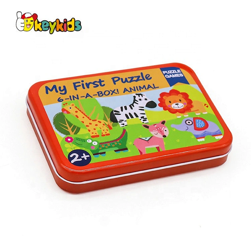 New hottest 6 in 1 cartoon wooden animals puzzle for kids W14N011