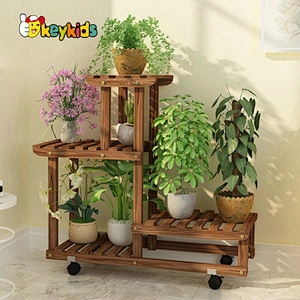 wholesale brown wooden multi tier plant stand with customize W08H116
