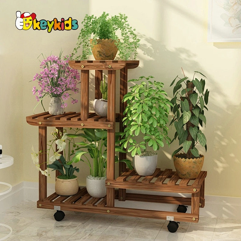 wholesale brown wooden multi tier plant stand with customize W08H116