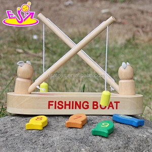 2017 New design childhood play toy wooden fishing boat toy W01A193