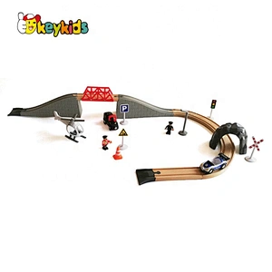 2019 New arrival 22 pieces diy wooden train tracks toys for kids W04C183