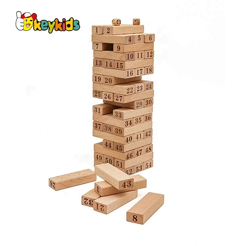 Classic kids educational wooden tumbling tower game with number W13D213