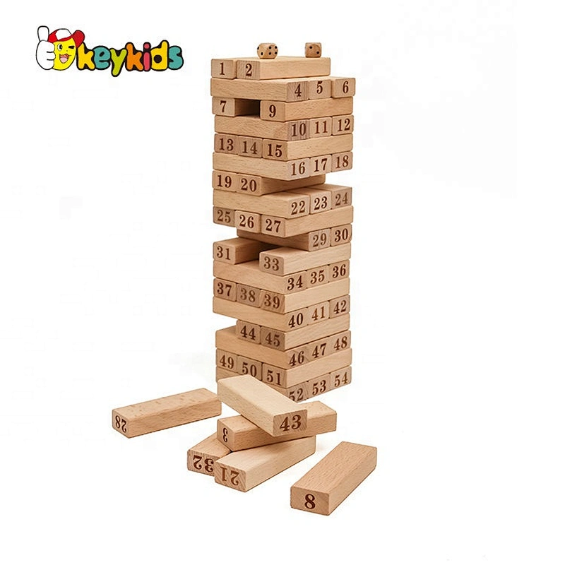 Classic kids educational wooden tumbling tower game with number W13D213