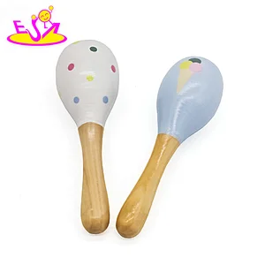 New design musical mini wooden toddler maracas for education W07I142