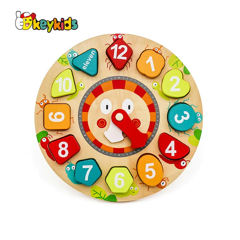 Colorful Wooden Learning Puzzles 3D Puzzle Clock For Kids W14K054