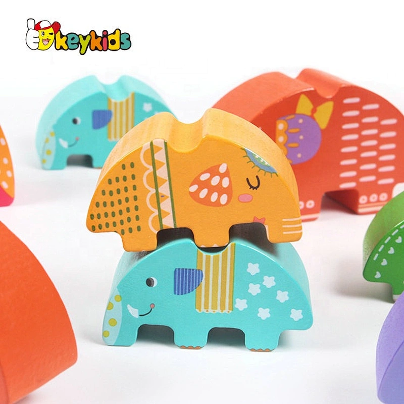 Customize stacking elephant wooden toy for kids W11F090
