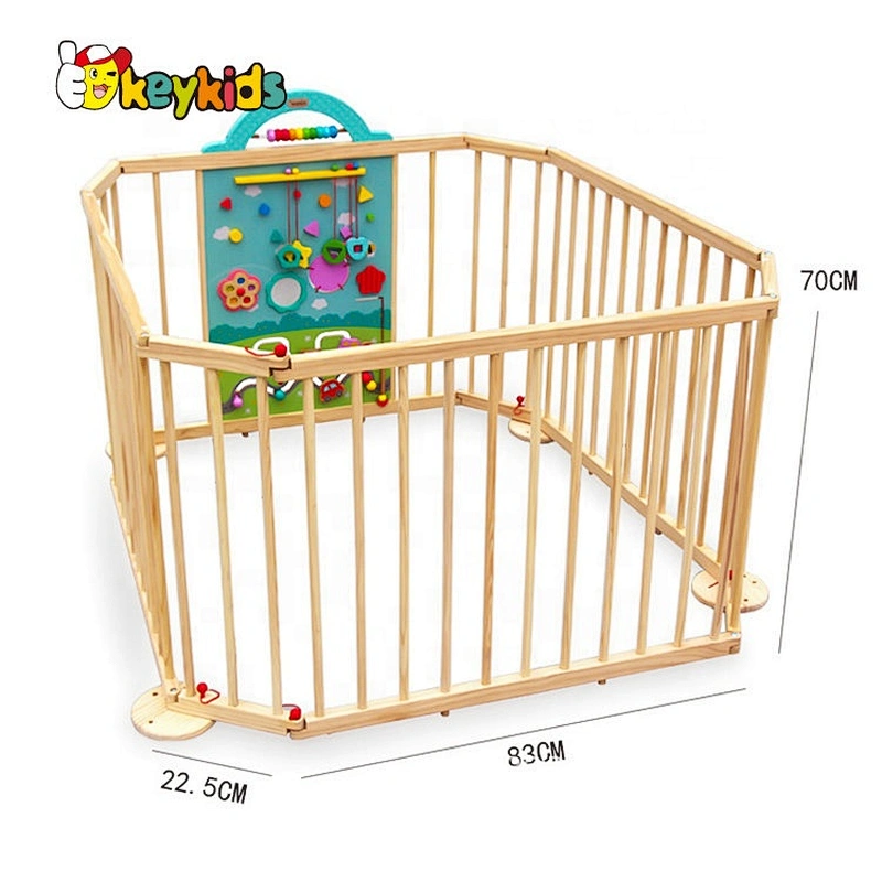 Customize safety wooden baby play yard with activity board W08E024
