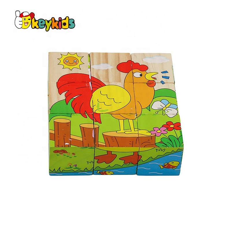 Customize 3d wooden cube block puzzle game for children W14F086