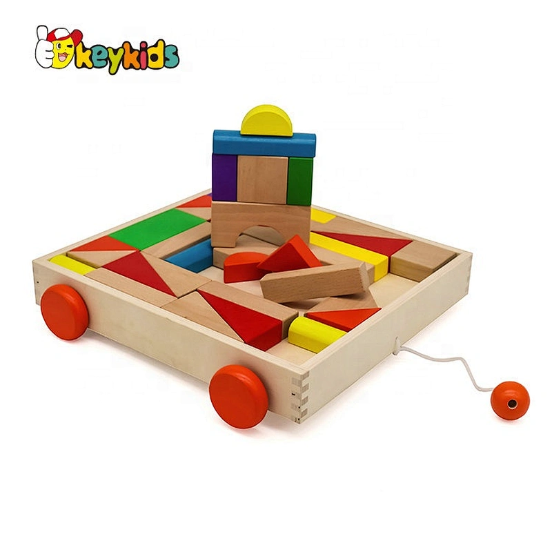 2019 High quality colorful wooden toy block car for children W13C038