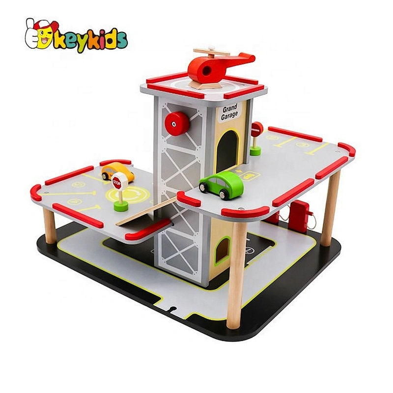 New arrival educational play set wooden parking garage toy for children W04B076