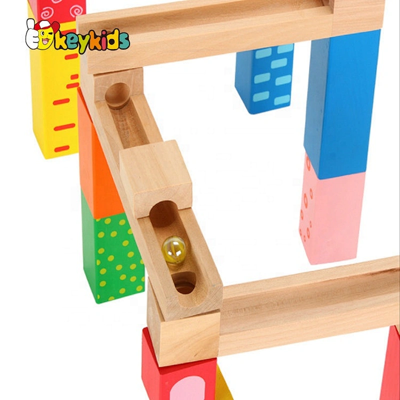 2019 New arrival 39 PCS educational wooden marble run set toy for kids W04E082