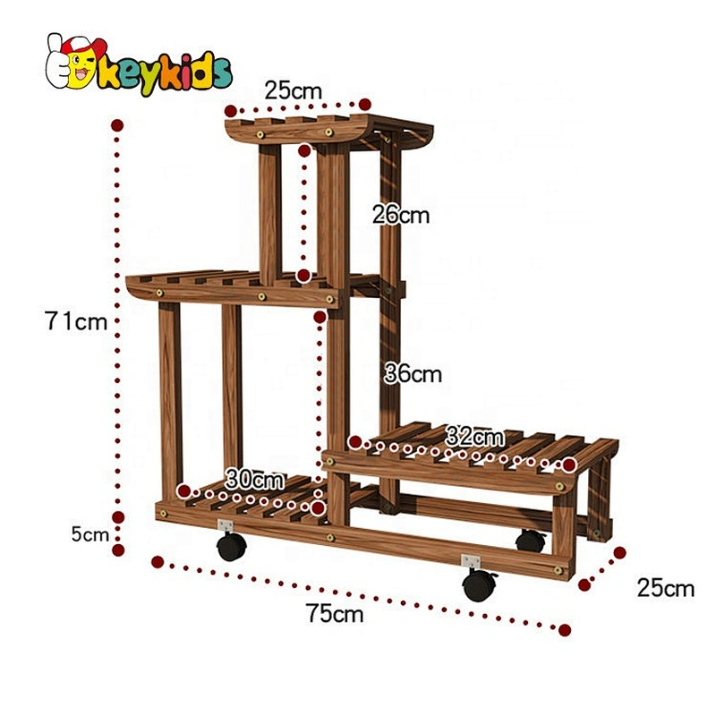 wholesale brown wooden multi tier plant stand with customize W08H116