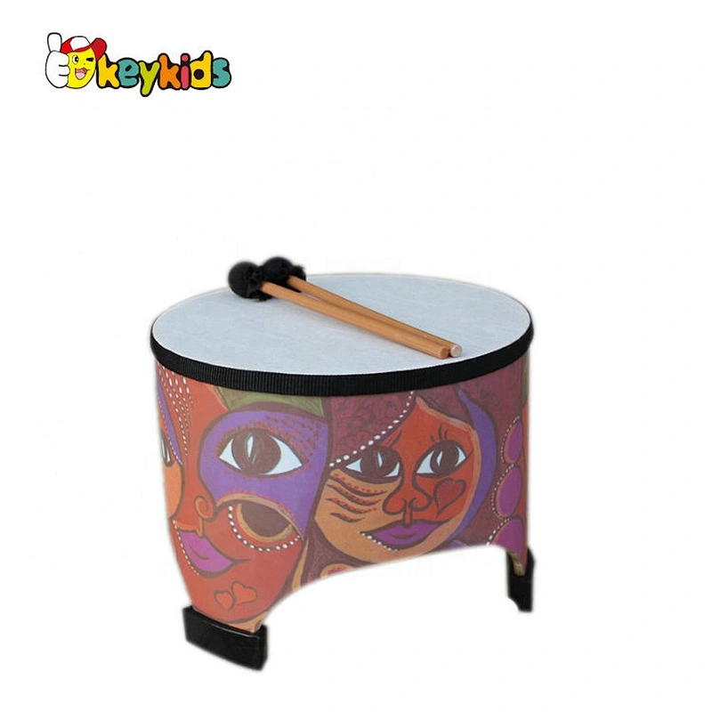 Newest popular  wooden baby drum toy with pattern for toddlers  W07J051