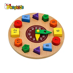 New hottest early teaching wooden shape sort clock for kids W14K055